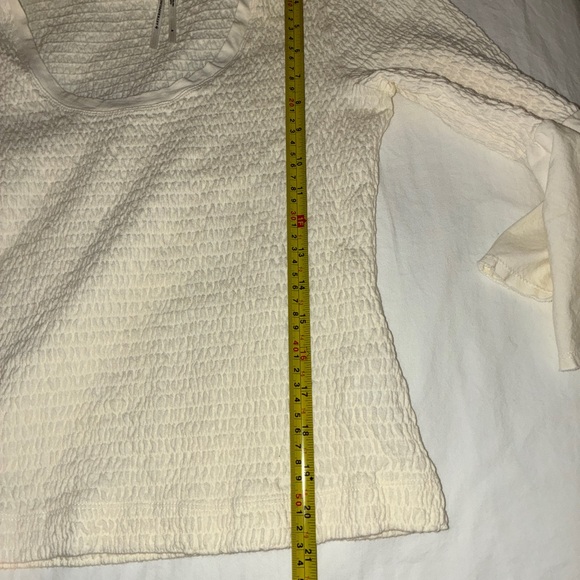 Anthropologie Smocked Bell-Sleeve Top Ivory Women’s Sz M. EUC - Picture 9 of 12